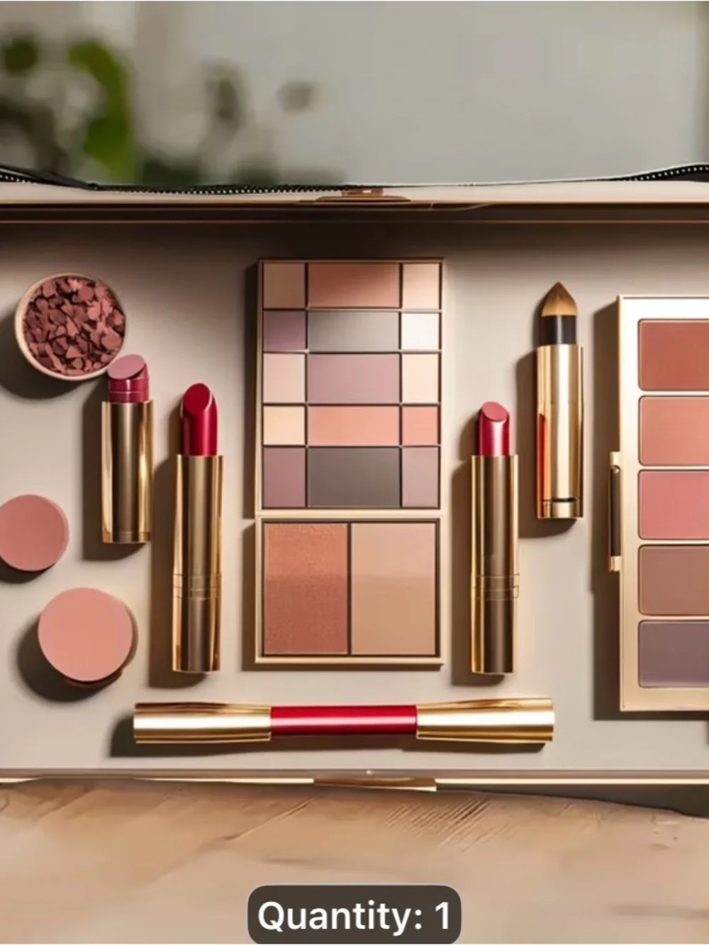 Luxury Women's Makeup Palette & Lipstick Set in Pink and Nude/comes w/makup bag
